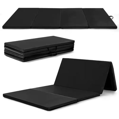 Black 48 In. X 96 In. X 2 In. Gymnastics Mat Thick Folding Panel Aerobics Exercise Gym Fitness (32 Sq. Ft.)