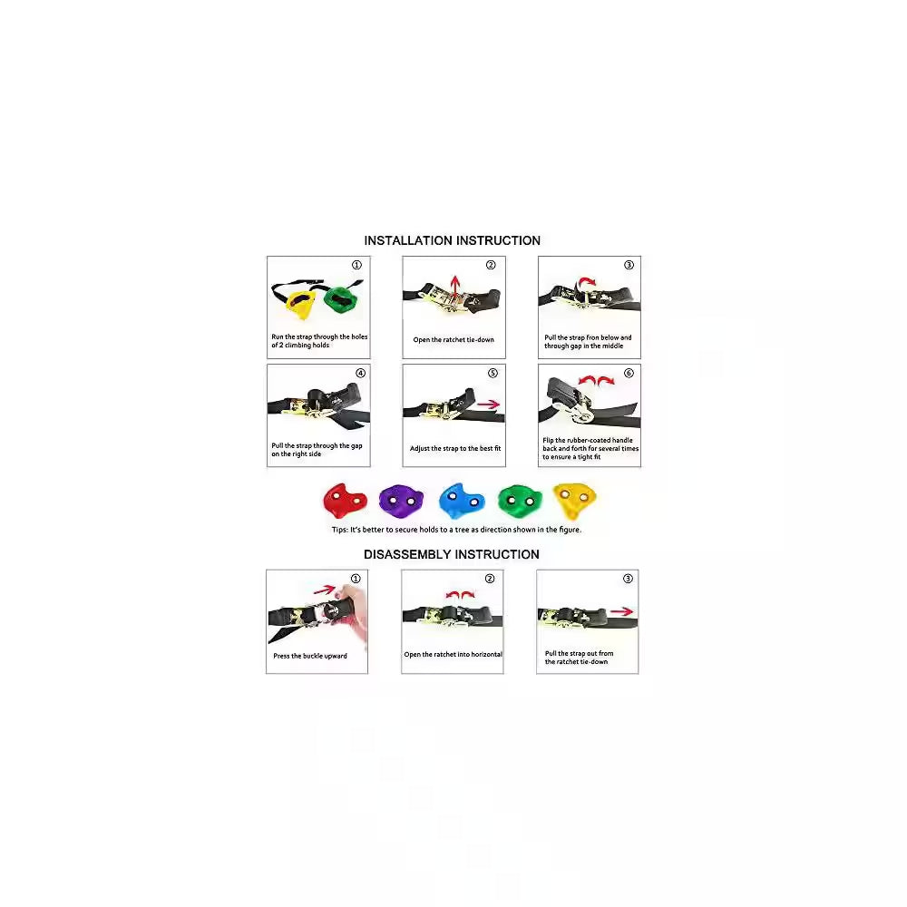 20 Rock Climbing Holds and 6 Ratchet Straps for Kids and Adults, Build Climbing Wall Grips for Indoor and Outdoor Play