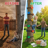 15-Piece Climbing Hold Set, 6 Straps 9.8 Ft. Each, No-Drill Kids Climbing Rocks in 5 Colors, 230 Lb. Capacity — Before & After