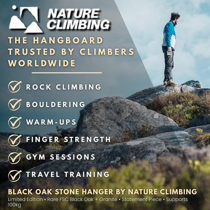 Portable Hangboard | Rock Climbing Hangboard | Hang Board for Climbing | Fingerboard | Strengthen Your Fingers | Bouldering Gifts | Hard Wood