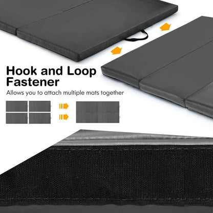 Black 48 In. X 96 In. X 2 In. Gymnastics Mat Thick Folding Panel Aerobics Exercise Gym Fitness (32 Sq. Ft.)
