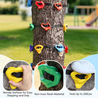 15-Piece Climbing Hold Set, 6 Straps 9.8 Ft. Each, No-Drill Kids Climbing Rocks in 5 Colors, 230 Lb. Capacity