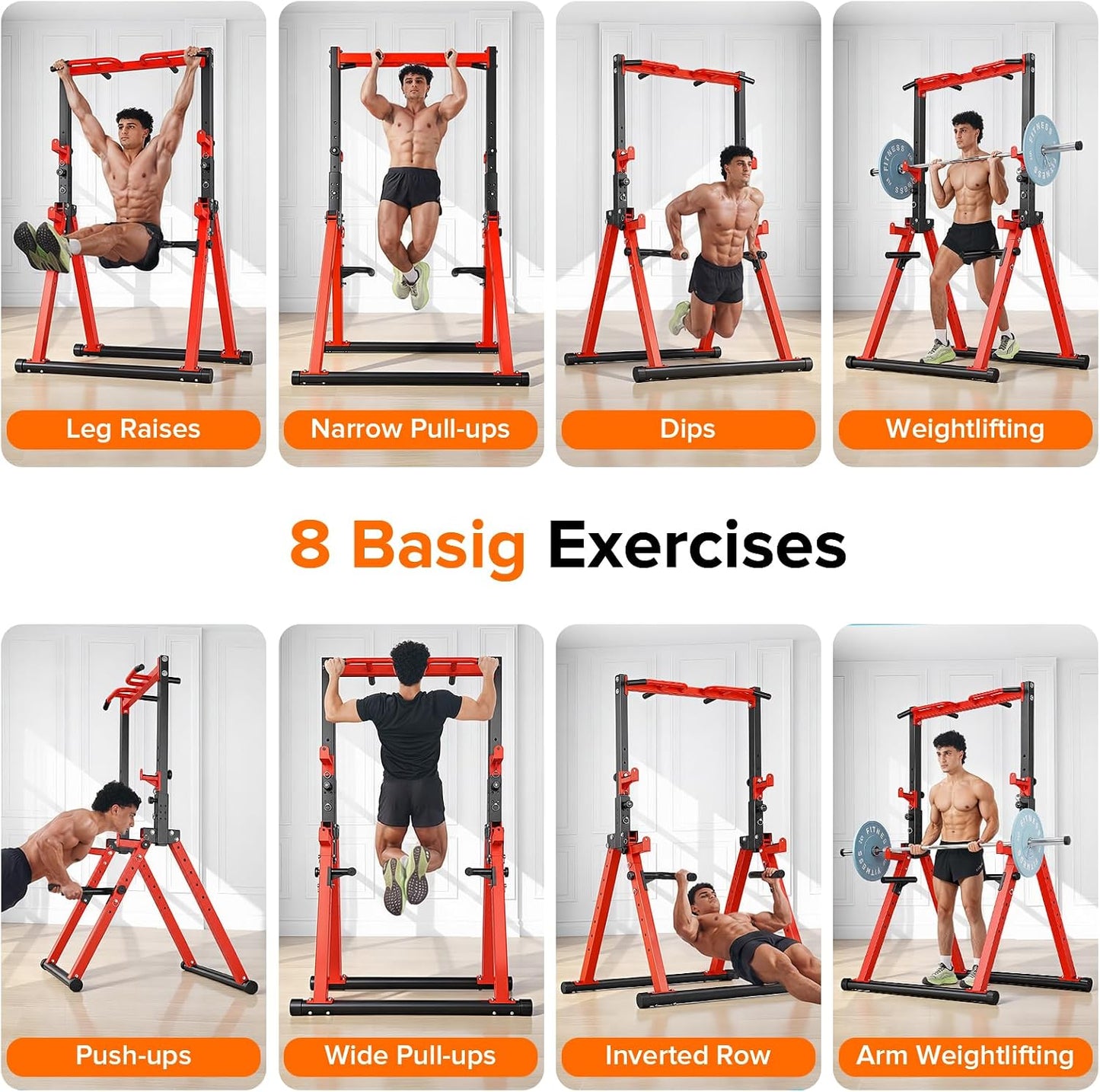 Foldable Power Tower Pull up Bar Station, Adjustable Height | Portable Free Standing,700Lbs Load Max, Adjustable Height Fits Man,Woman,Power Tower Pull up Dip Station, Multi Grips