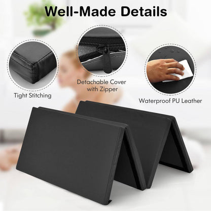 Black 48 In. X 96 In. X 2 In. Gymnastics Mat Thick Folding Panel Aerobics Exercise Gym Fitness (32 Sq. Ft.)