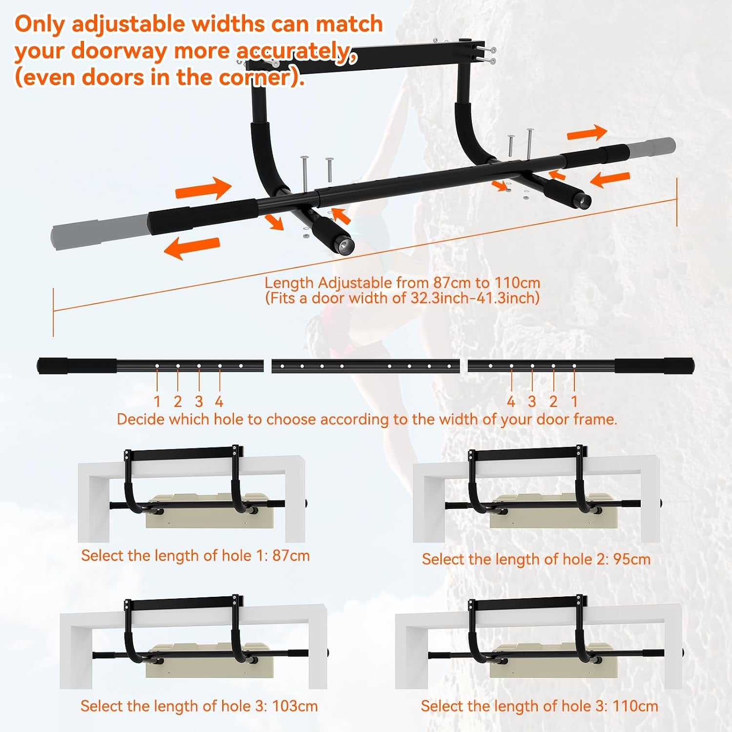 Hangboard Rock Climbing Hangboard with Door Way Pull up Bar; Including Jugs, Pinches, Pockets, Edges and Slopes for Rock Climbing Training (10-21 Cm)