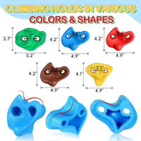 15-Piece Climbing Hold Set, 6 Straps 9.8 Ft. Each, No-Drill Kids Climbing Rocks in 5 Colors, 230 Lb. Capacity