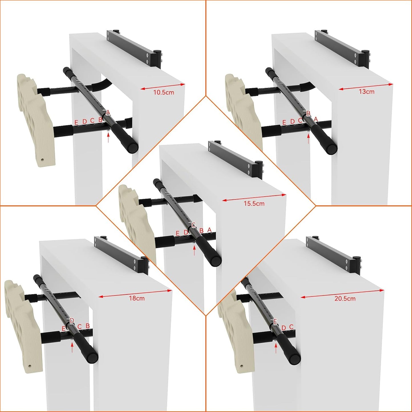 Hangboard Rock Climbing Hangboard with Door Way Pull up Bar; Including Jugs, Pinches, Pockets, Edges and Slopes for Rock Climbing Training (10-21 Cm)