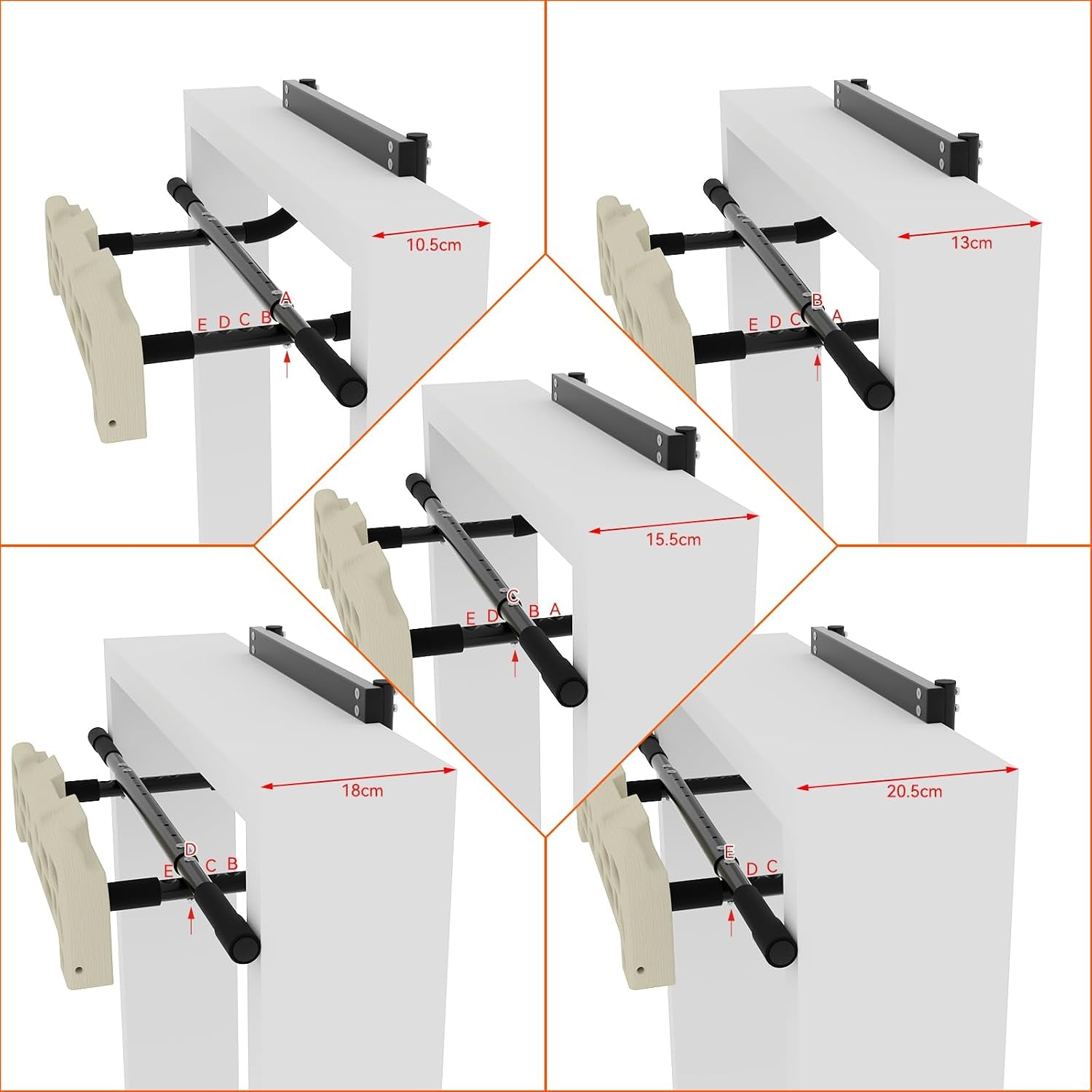 Hangboard Rock Climbing Hangboard with Door Way Pull up Bar; Including Jugs, Pinches, Pockets, Edges and Slopes for Rock Climbing Training (10-21 Cm)