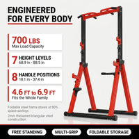 Foldable Power Tower Pull up Bar Station, Adjustable Height | Portable Free Standing,700Lbs Load Max, Adjustable Height Fits Man,Woman,Power Tower Pull up Dip Station, Multi Grips — Results & Stats