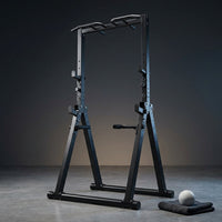 Foldable Power Tower Pull up Bar Station, Adjustable Height | Portable Free Standing,700Lbs Load Max, Adjustable Height Fits Man,Woman,Power Tower Pull up Dip Station, Multi Grips — Studio Shot