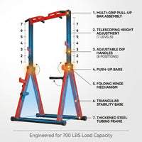 Foldable Power Tower Pull up Bar Station, Adjustable Height | Portable Free Standing,700Lbs Load Max, Adjustable Height Fits Man,Woman,Power Tower Pull up Dip Station, Multi Grips — How It Works