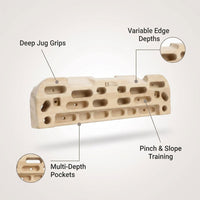 Hangboard Rock Climbing Hangboard with Door Way Pull up Bar; Including Jugs, Pinches, Pockets, Edges and Slopes for Rock Climbing Training (10-21 Cm) — infographic