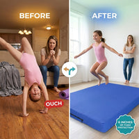 Home Practice Mat, 4 Ft X 6 Ft X 6 In, Soft Pillow Mat, Thick Gymnastics Landing Mat for Home — Before & After
