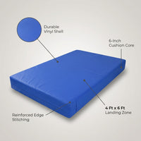 Home Practice Mat, 4 Ft X 6 Ft X 6 In, Soft Pillow Mat, Thick Gymnastics Landing Mat for Home — infographic
