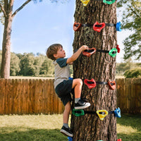 15-Piece Climbing Hold Set, 6 Straps 9.8 Ft. Each, No-Drill Kids Climbing Rocks in 5 Colors, 230 Lb. Capacity