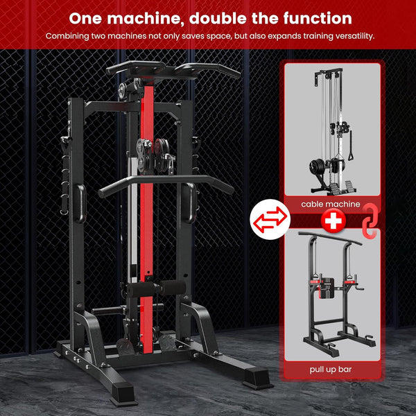 Pull up Bar Power Tower Dip Station with Cable Machine, 450LB Home Gym | Pull up Bar, Dip Station and 16-Position Cable System for Pull Ups, Dips, Lat Pulldowns, Rows and Full-Body Training