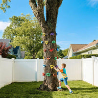15-Piece Climbing Hold Set, 6 Straps 9.8 Ft. Each, No-Drill Kids Climbing Rocks in 5 Colors, 230 Lb. Capacity