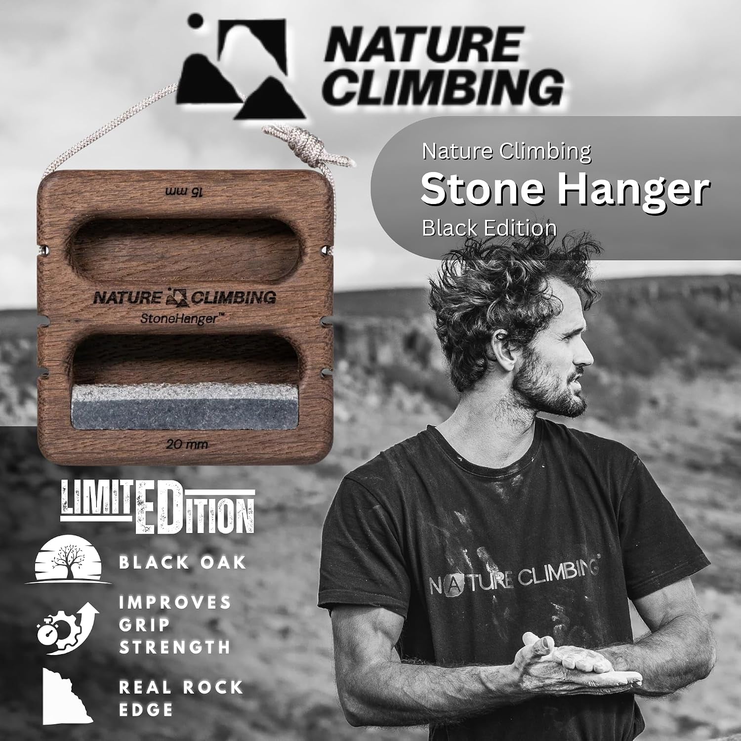Portable Hangboard | Rock Climbing Hangboard | Hang Board for Climbing | Fingerboard | Strengthen Your Fingers | Bouldering Gifts | Hard Wood