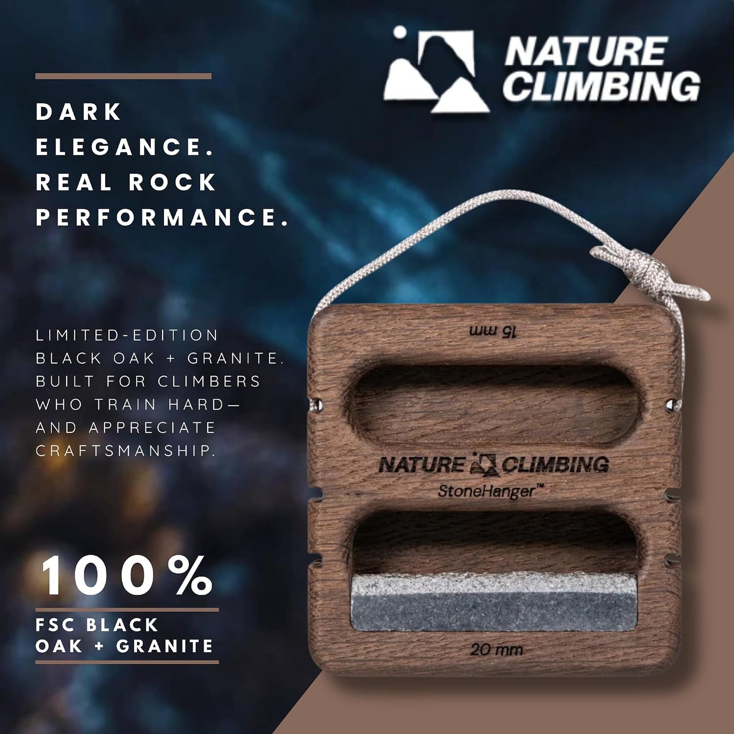 Portable Hangboard | Rock Climbing Hangboard | Hang Board for Climbing | Fingerboard | Strengthen Your Fingers | Bouldering Gifts | Hard Wood