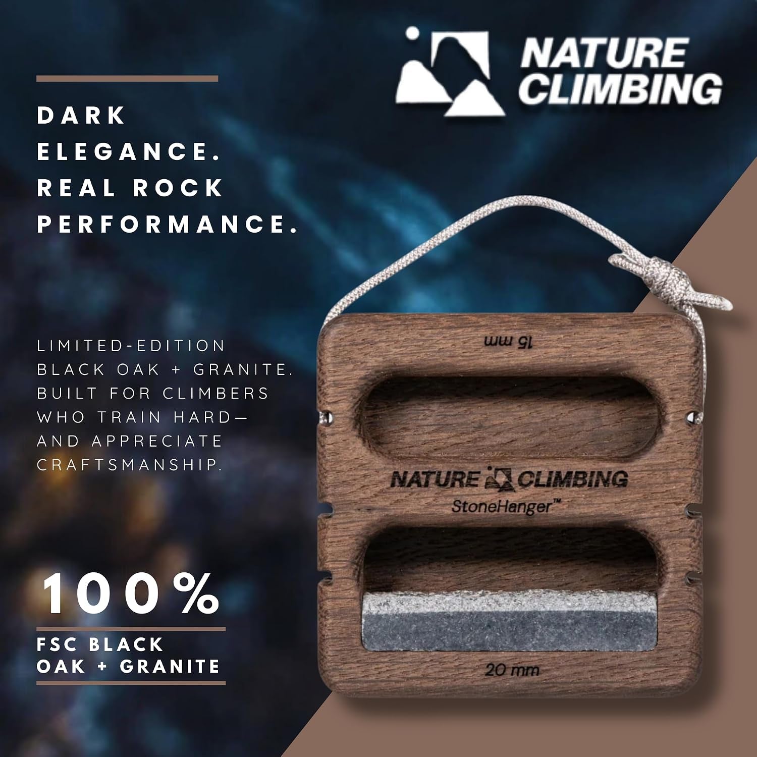 Portable Hangboard | Rock Climbing Hangboard | Hang Board for Climbing | Fingerboard | Strengthen Your Fingers | Bouldering Gifts | Hard Wood