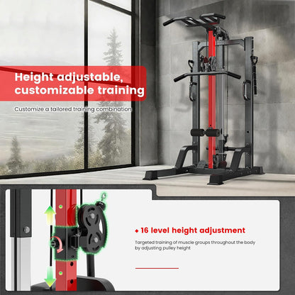 Pull up Bar Power Tower Dip Station with Cable Machine, 450LB Home Gym | Pull up Bar, Dip Station and 16-Position Cable System for Pull Ups, Dips, Lat Pulldowns, Rows and Full-Body Training